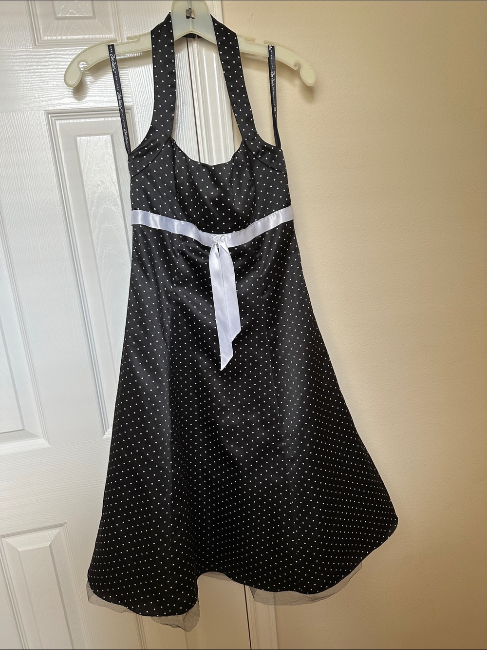Zum Zum by Niki Livas Black with White Polka Dot Halter Dress